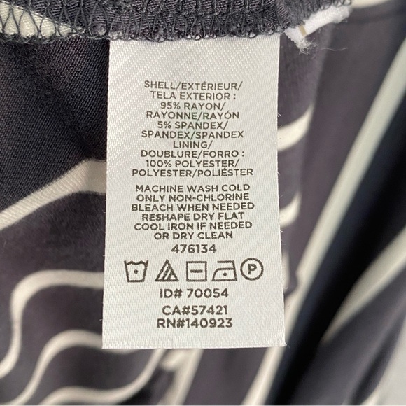 Loft Mini Dress Sz 12 Grey White Stripe Short Sleeve Back Cutout A-line Skirt - Picture 7 of 12